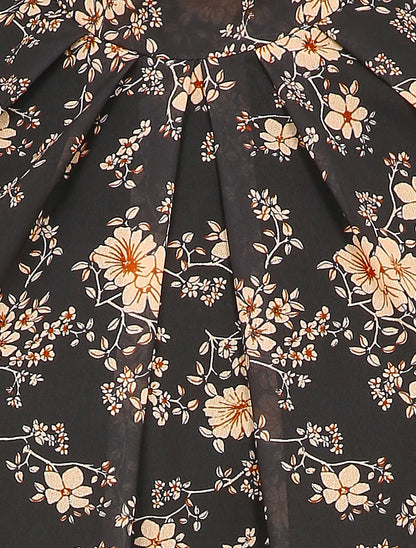Blouse à imprimé fleuri - Noir - 3