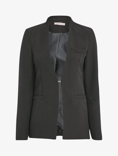 Blazer long uni - Noir - 1