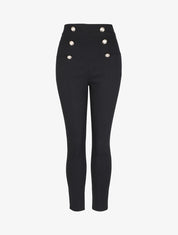 Pantalon empire à boutons décoratifs - Noir - 1