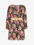 Robe patineuse cache-cœur à imprimé roses - Noir - 1