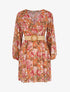 Robe patineuse cache-cœur à imprimé roses - Orange - 1