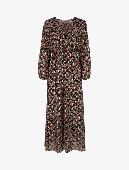 Robe longue à imprimé floral - Noir - 4
