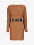 Robe pull en maille effet croisé - Camel - 1