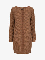 Gilet ouvert en maille crochet - Camel - 1