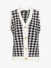 Gilet sans manches imprimé pied-de-coq - Blanc/noir - 1