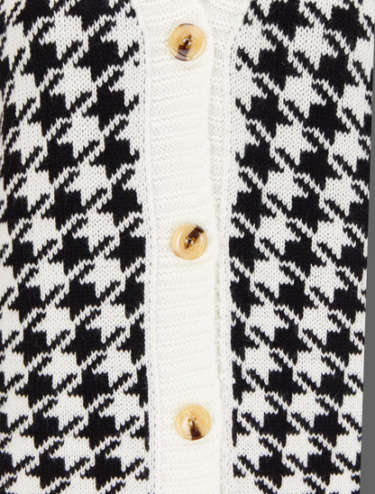 Gilet sans manches imprimé pied-de-coq - Blanc/noir - 3