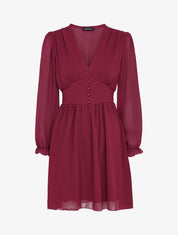 Robe empire à manches bouffantes transparentes - Bordeaux - 4
