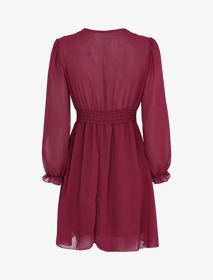 Robe empire à manches bouffantes transparentes - Bordeaux - 2