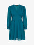 Robe empire à manches bouffantes transparentes - Bleu canard - 1