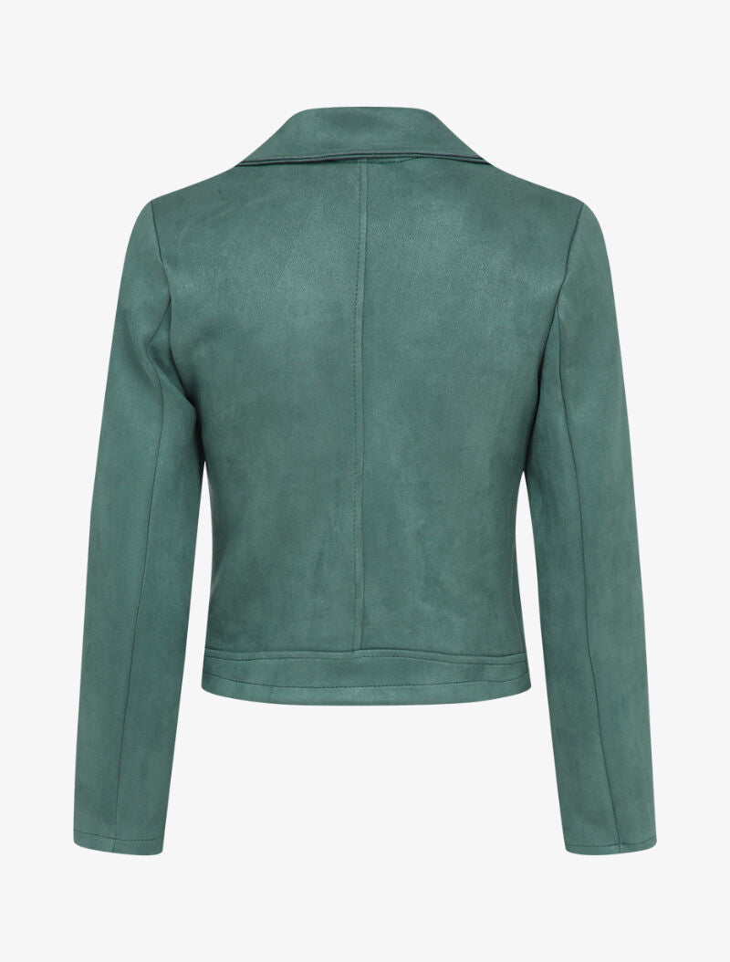 Veste unie courte en suédine - Bleu - 2