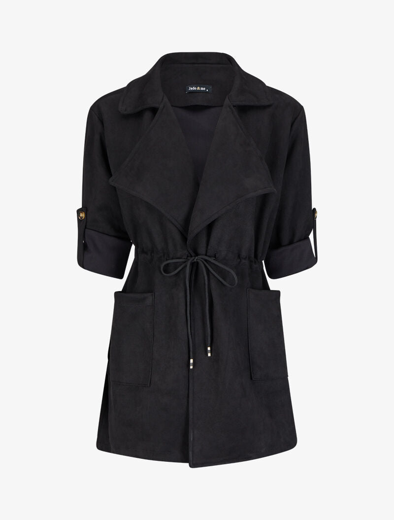 Veste en suédine à manches coudées ajustables - Noir - 1