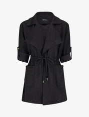 Veste en suédine à manches coudées ajustables - Noir - 1
