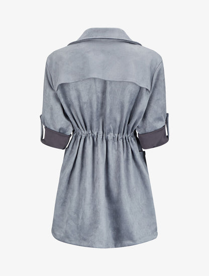 Veste en suédine à manches coudées ajustables - Gris foncé - 2