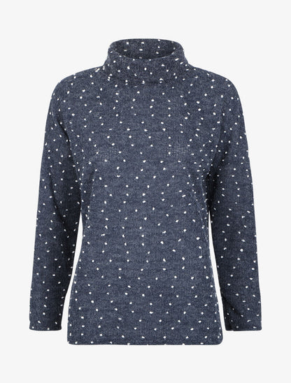 Pull col roulé oversize à plumetis - Bleu marine - 1