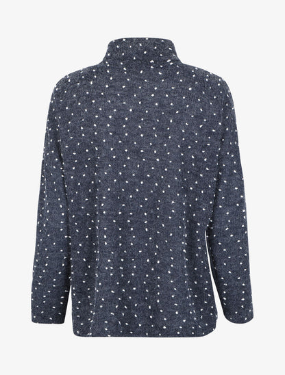 Pull col roulé oversize à plumetis - Bleu marine - 2