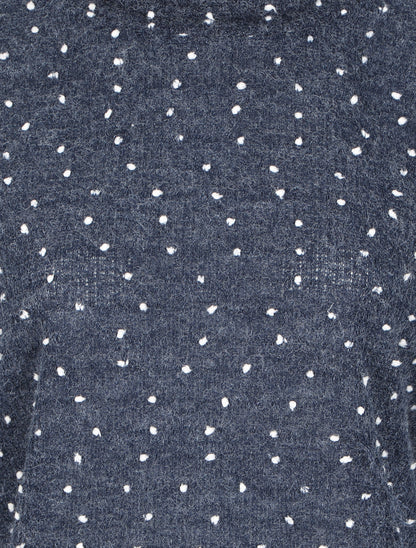 Pull col roulé oversize à plumetis - Bleu marine - 3