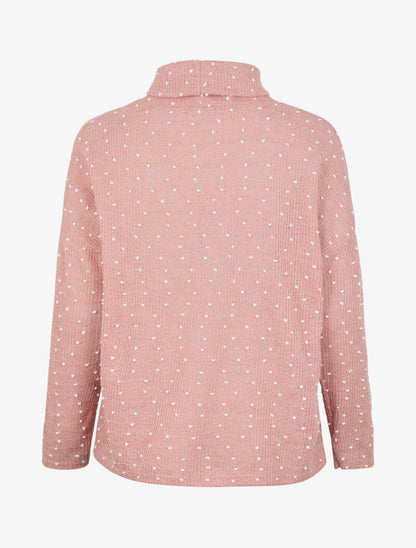 Pull col roulé oversize à plumetis - Rose - 2