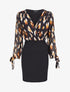 Robe fourreau à buste effet boule imprimé léopard stylisé - Noir - 4
