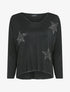Pull fin oversize orné de strass - Noir - 1