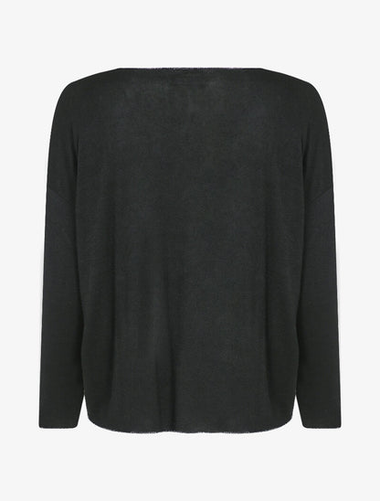 Pull fin oversize orné de strass - Noir - 2