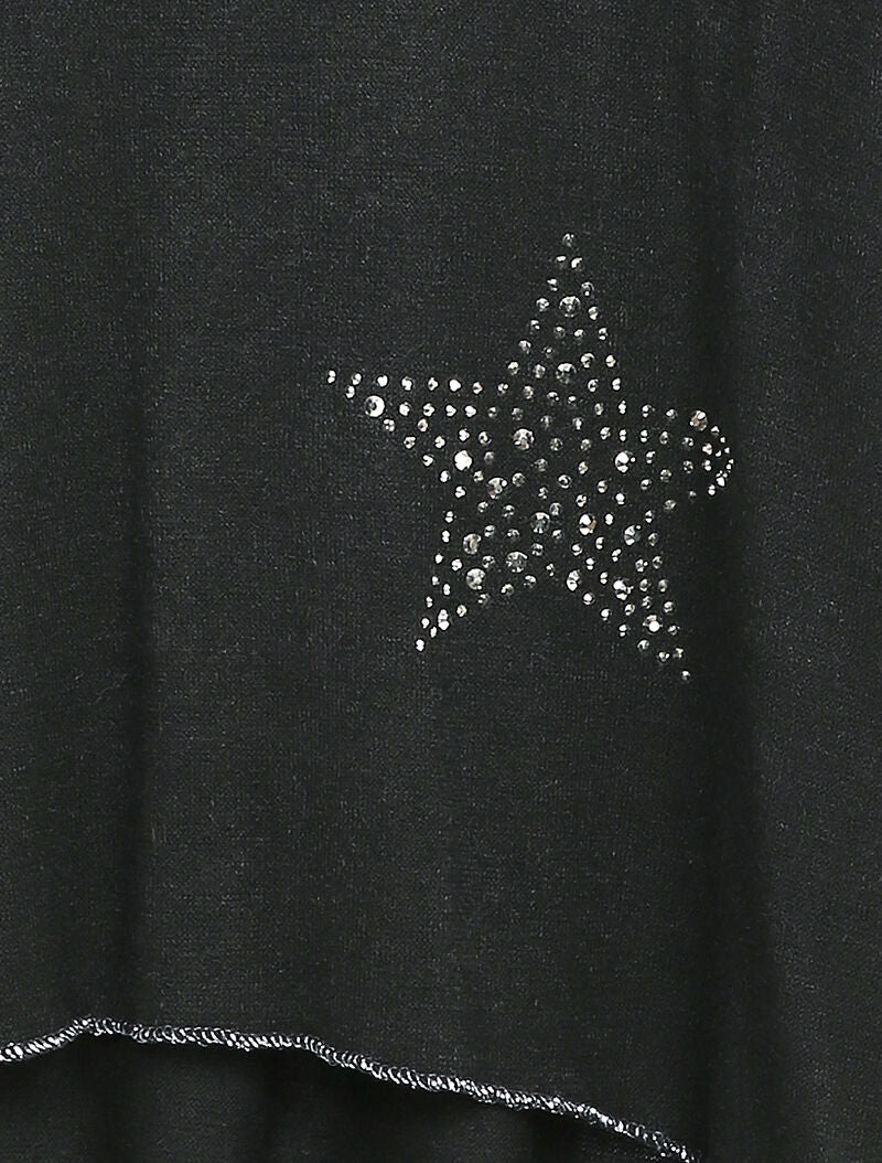 Pull fin oversize orné de strass - Noir - 3