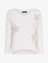 Pull fin oversize orné de strass - Blanc - 1