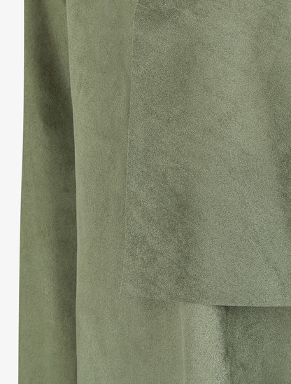 Veste 3/4 suédée à pans asymétriques - Kaki - 3