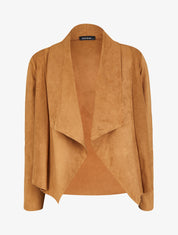 Veste en suédine à pans asymétriques - Camel - 4