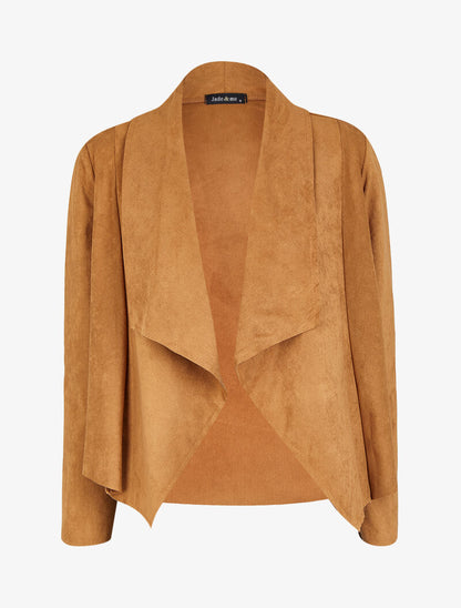 Veste en suédine à pans asymétriques - Camel - 4