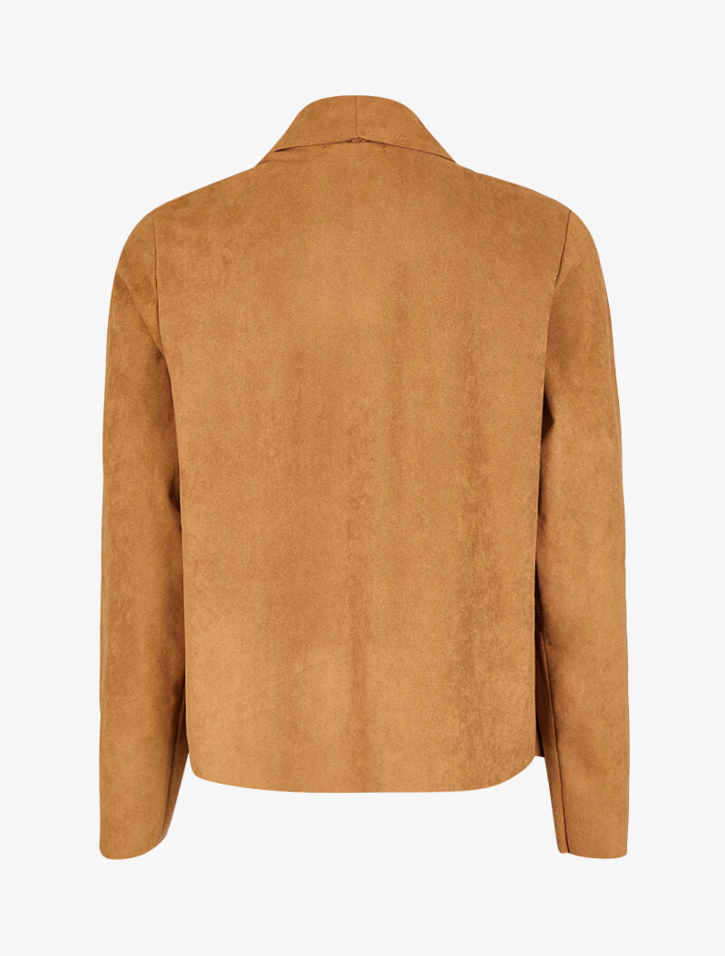 Veste en suédine à pans asymétriques - Camel - 2