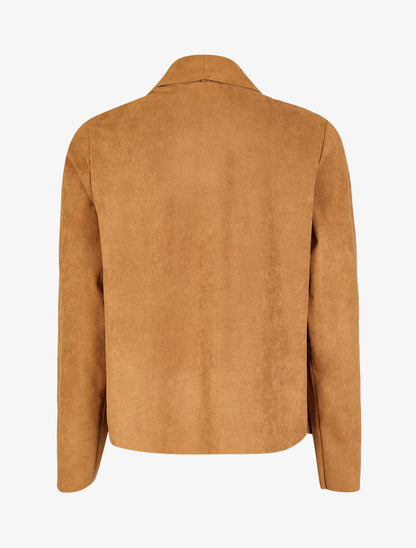 Veste en suédine à pans asymétriques - Camel - 2