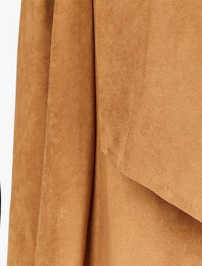 Veste en suédine à pans asymétriques - Camel - 3