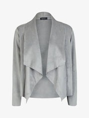 Veste en suédine à pans asymétriques - Gris - 1