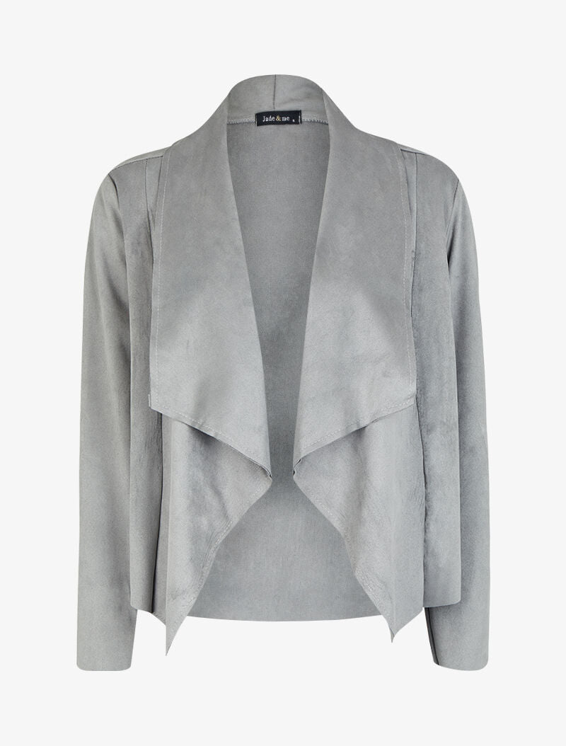 Veste en suédine à pans asymétriques - Gris - 1