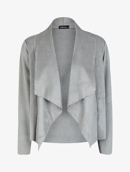 Veste en suédine à pans asymétriques - Gris - 1