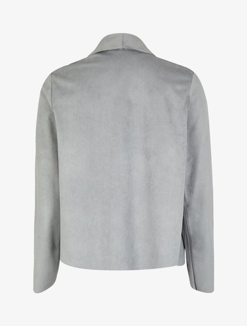 Veste en suédine à pans asymétriques - Gris - 2