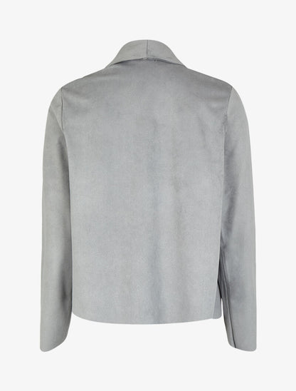 Veste en suédine à pans asymétriques - Gris - 2