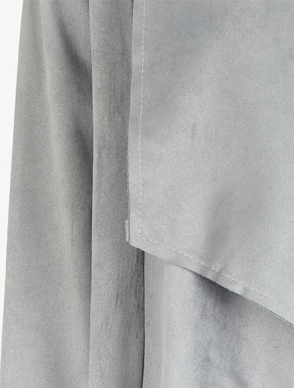 Veste en suédine à pans asymétriques - Gris - 3