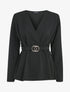 Blouse péplum à boucle stylisée - Noir - 3