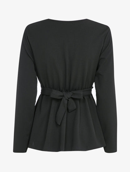 Blouse péplum à boucle stylisée - Noir - 2