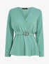 Blouse péplum à boucle stylisée - Bleu - 1