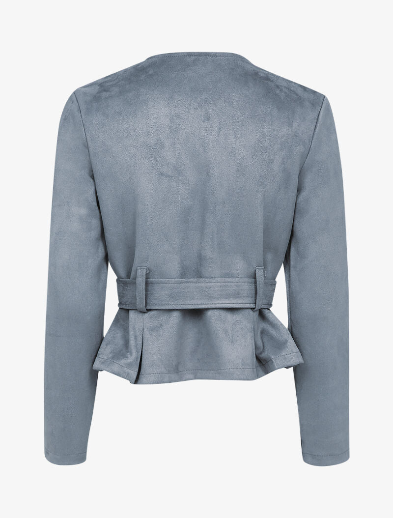 Perfecto péplum en suédine - Gris foncé - 2