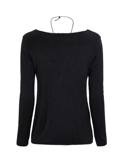Top à bords irisés avec sautoir - Noir - 2