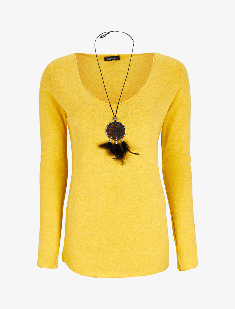 Top à bords irisés avec sautoir - Jaune - 1