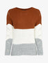 Pull long color block en maille - Marron - 1