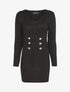 Pull long à boutons dorés stylisés - Noir - 1