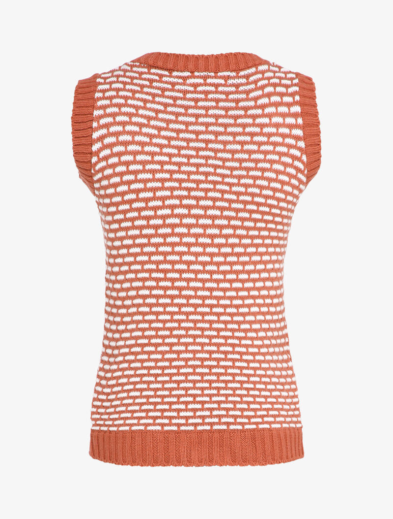 Pull sans manches à imprimé effet brique - Rose - 2