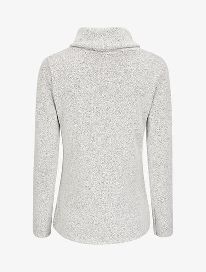 Pull à col roulé à détails boutons et pans avant croisés - Gris clair - 2