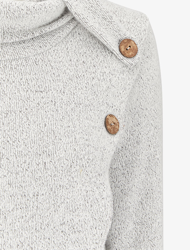 Pull à col roulé à détails boutons et pans avant croisés - Gris clair - 3