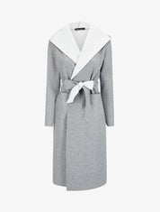 Manteau long ceinturé à capuche - Gris chiné - 4